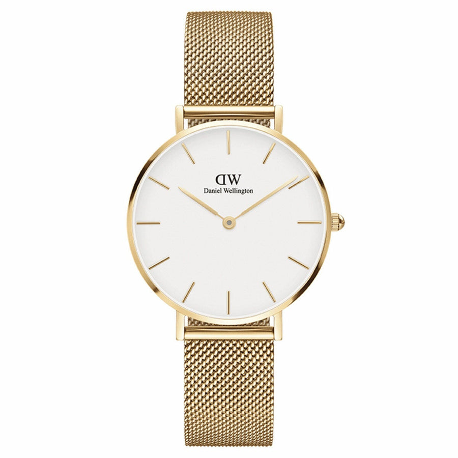 Daniel Wellington White Dial Quartz Wristwatch Petite Evergold Women's DW00100348