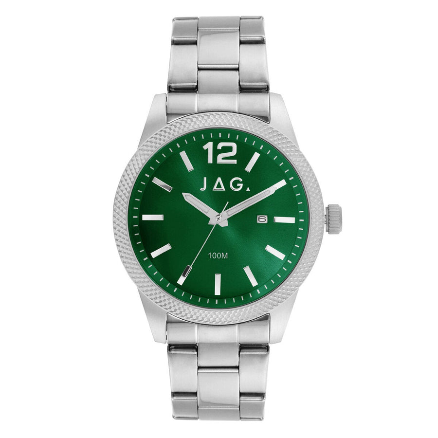 JAG Apollo Silver Stainless Steel Wristwatch Mens Quartz Green Dial J2902A