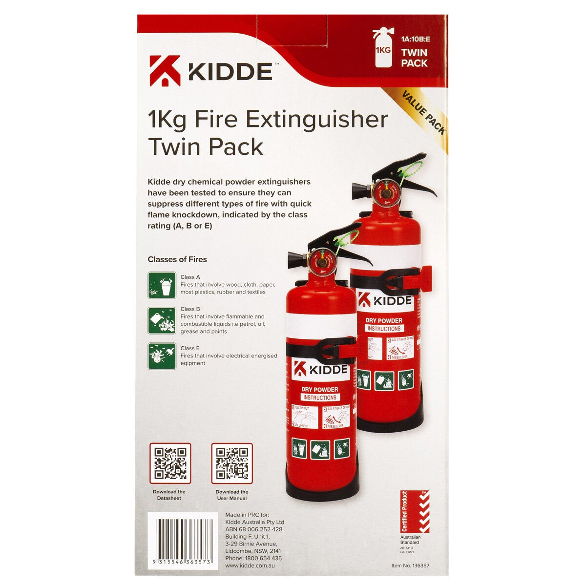 Kidde ABE Dry Powder Fire Extinguishers 1kg 2 Pack With Vehicle Bracket — image 5