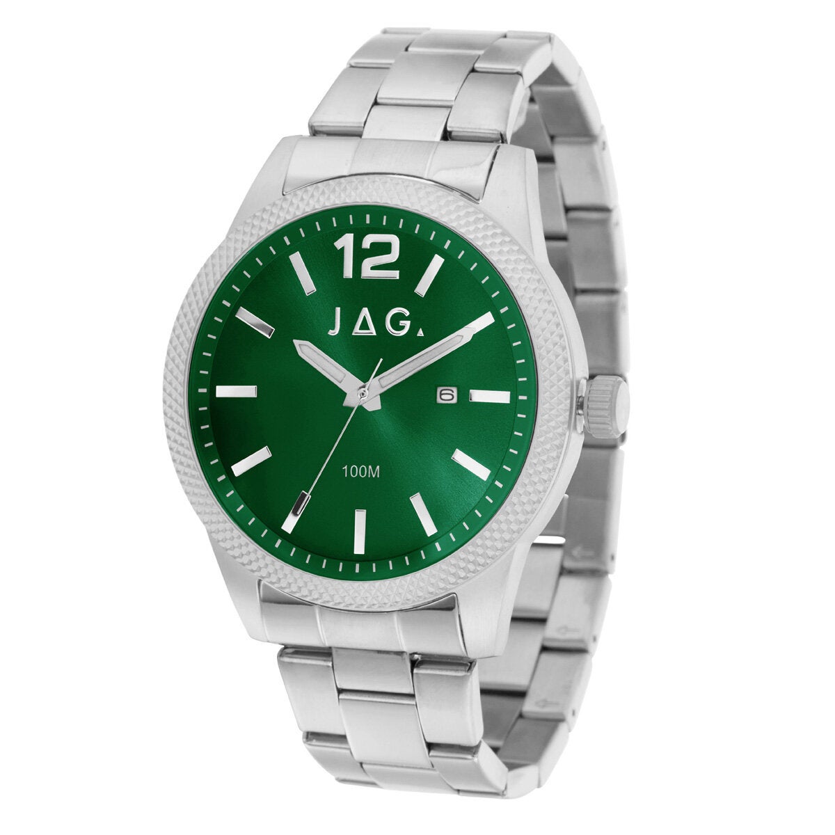JAG Apollo Silver Stainless Steel Wristwatch Mens Quartz Green Dial J2902A — image 2