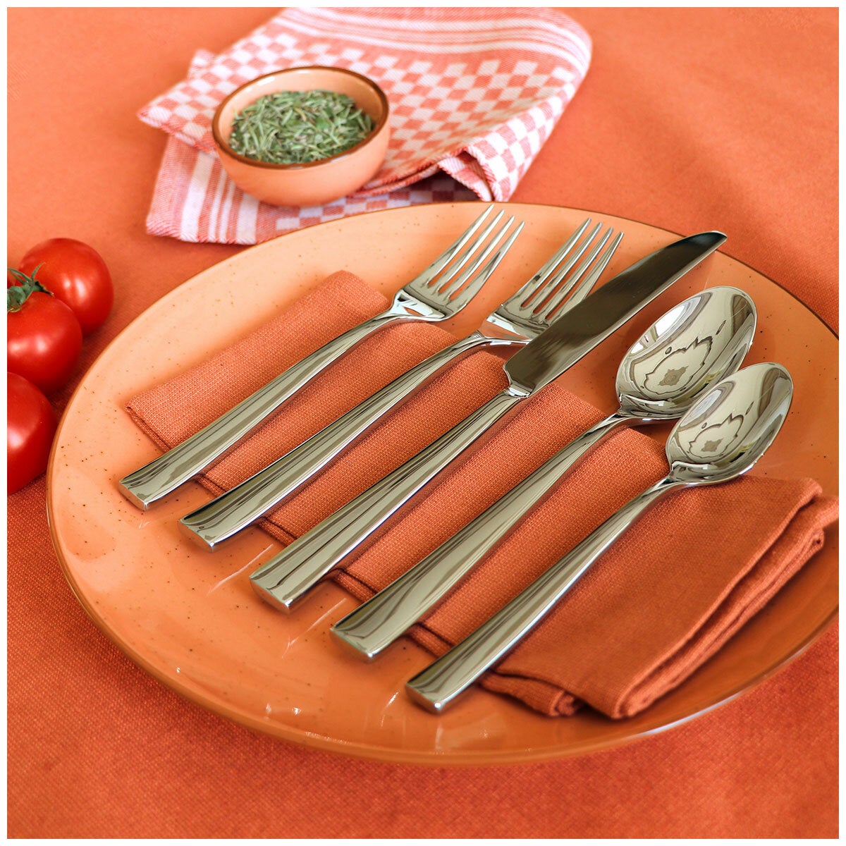 Gourmet Settings Mode Forged Flatware Set 20 Piece Dishwasher Safe