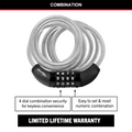 Master Lock 1.8m x 8mm Combination Bike Lock - Braided Steel, Vinyl Coated