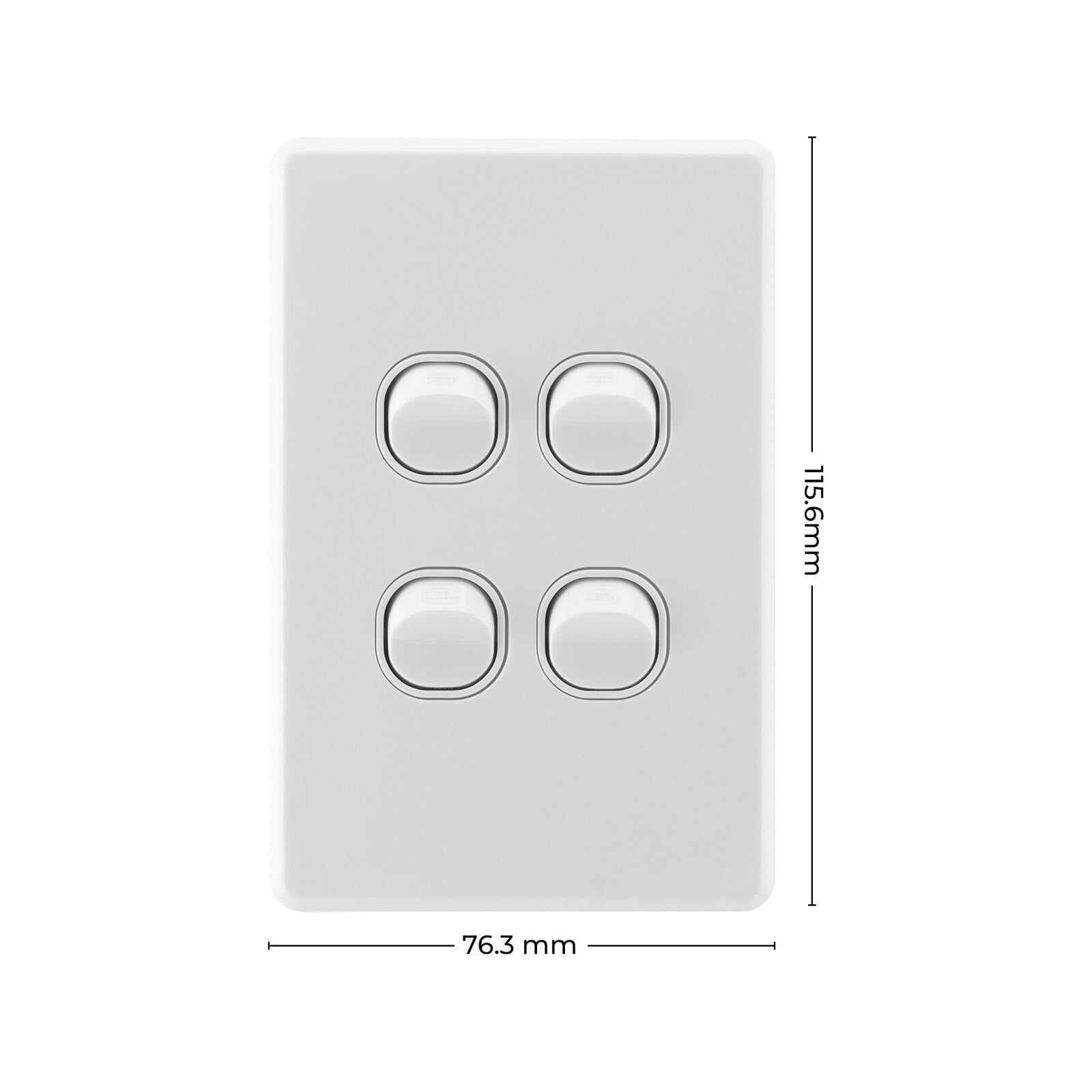 DETA S-Line Gloss White Quad Vertical Wall Switch 240V 10A 6364VB