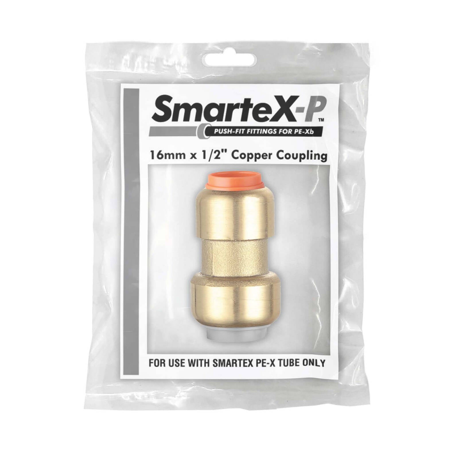 SmarteX-PEX Copper 16 x 15mm Conversion Coupling, Lead Free Brass Push-Fit