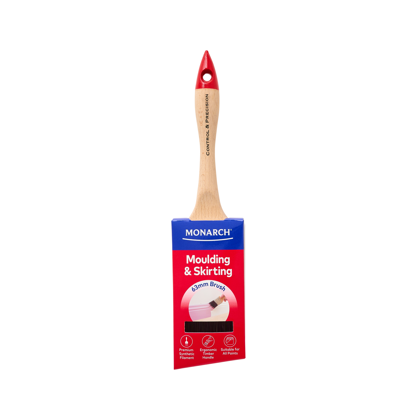 Monarch 63mm Moulding and Skirting Synthetic Paint Brush, Timber Handle