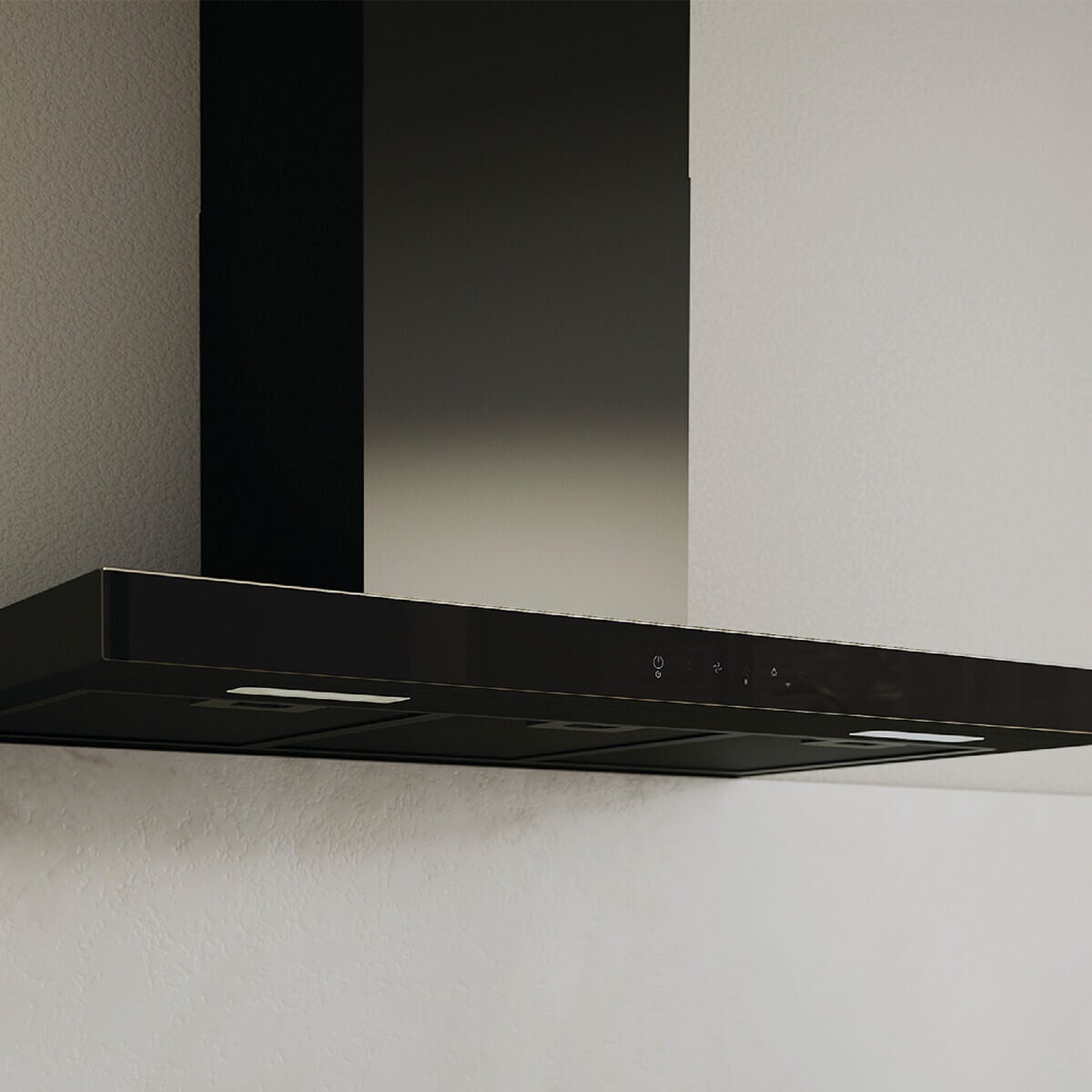 Haier 90cm 600 Series wall mounted canopy rangehood - matt black, Wi-Fi, hood to hob connection - HC90BMB2