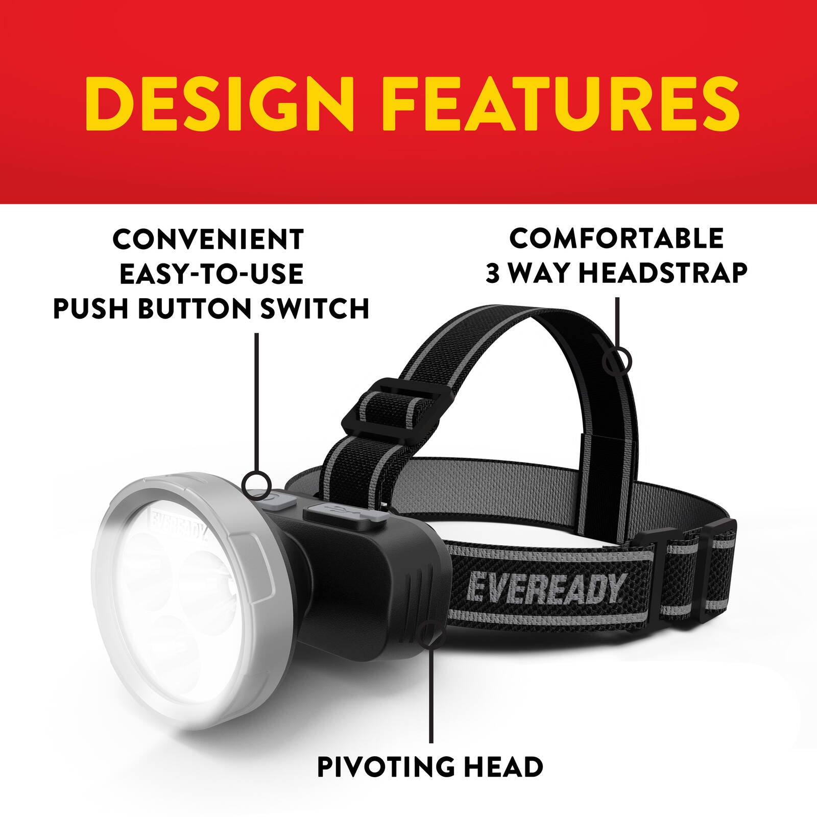 Eveready Rechargeable LED Headlight 120 Lumen, Hands-Free VPHDL4