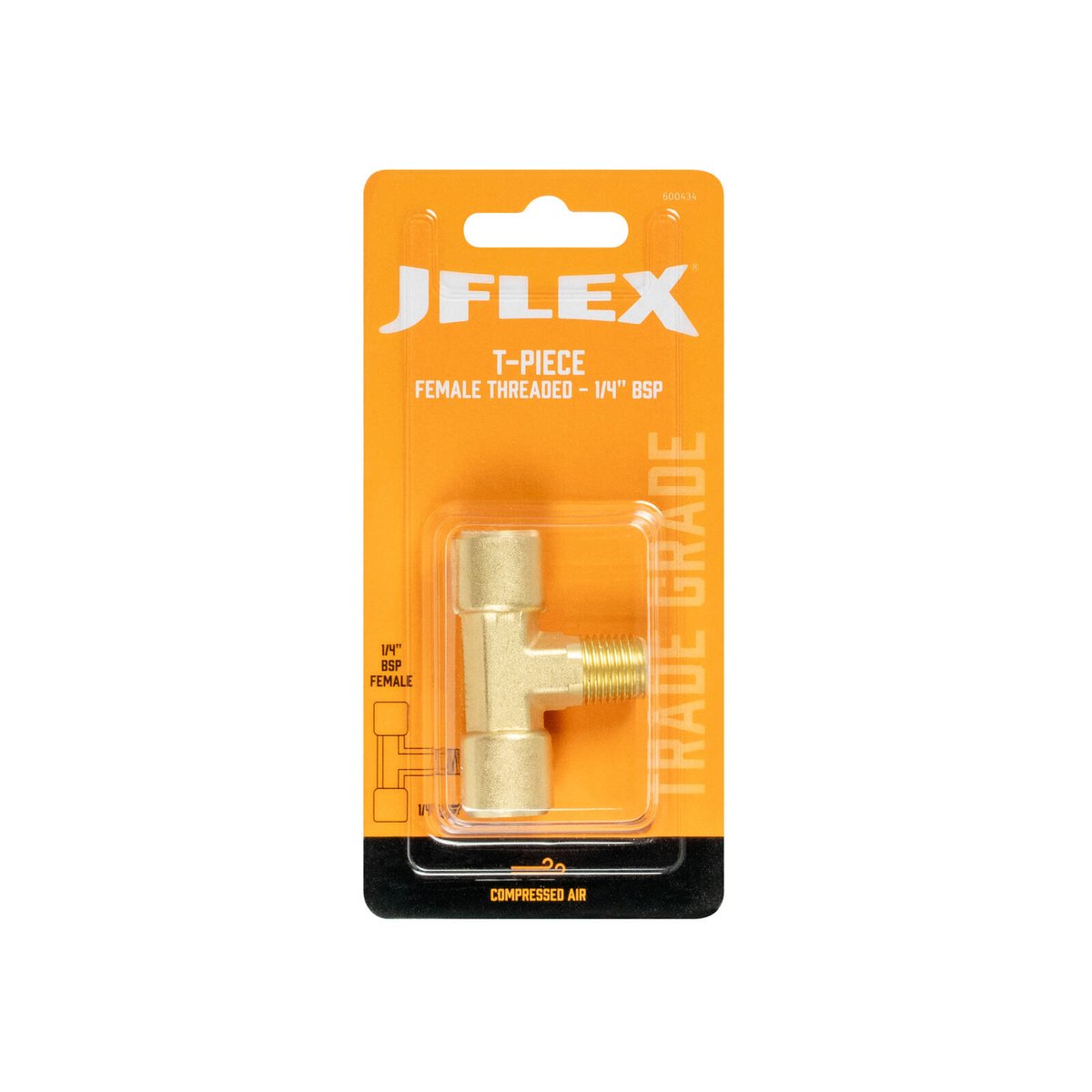 Jflex Brass Tee Piece - 1/4" BSP Male and Female - 35mm x 35mm x 18mm - Durable Air Fitting - SuperSaverAU - view 2