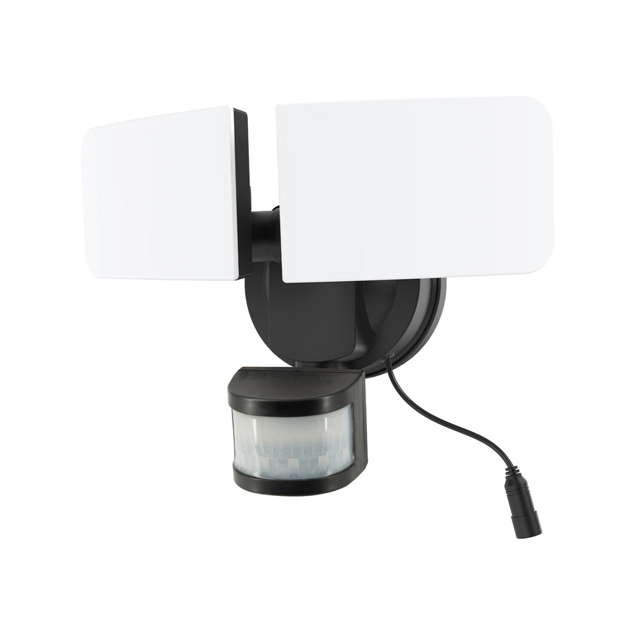 Arlec Black Solar Hybrid Ketupa Twin Head Security Sensor Floodlight, Adjustable Heads Dusk to Dawn MAL812H
