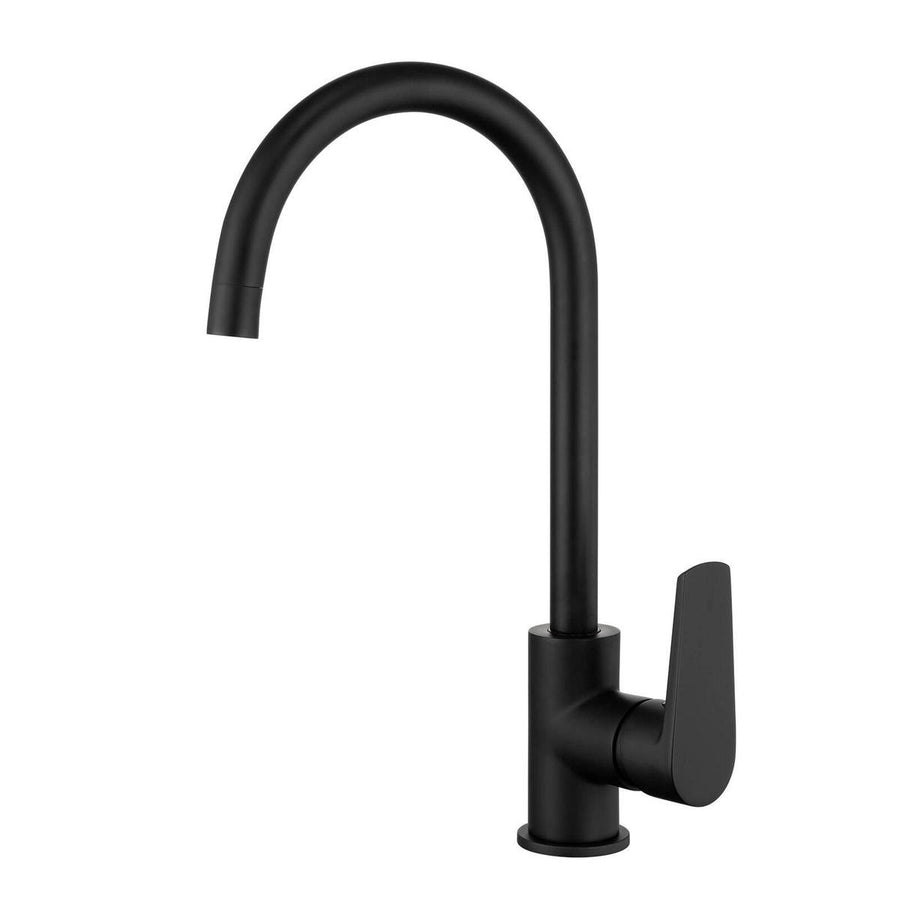 Mondella 35mm Gooseneck Sink Mixer - Matt Black - Lead-Free Brass - Ergonomic - SuperSaverAU - view 1