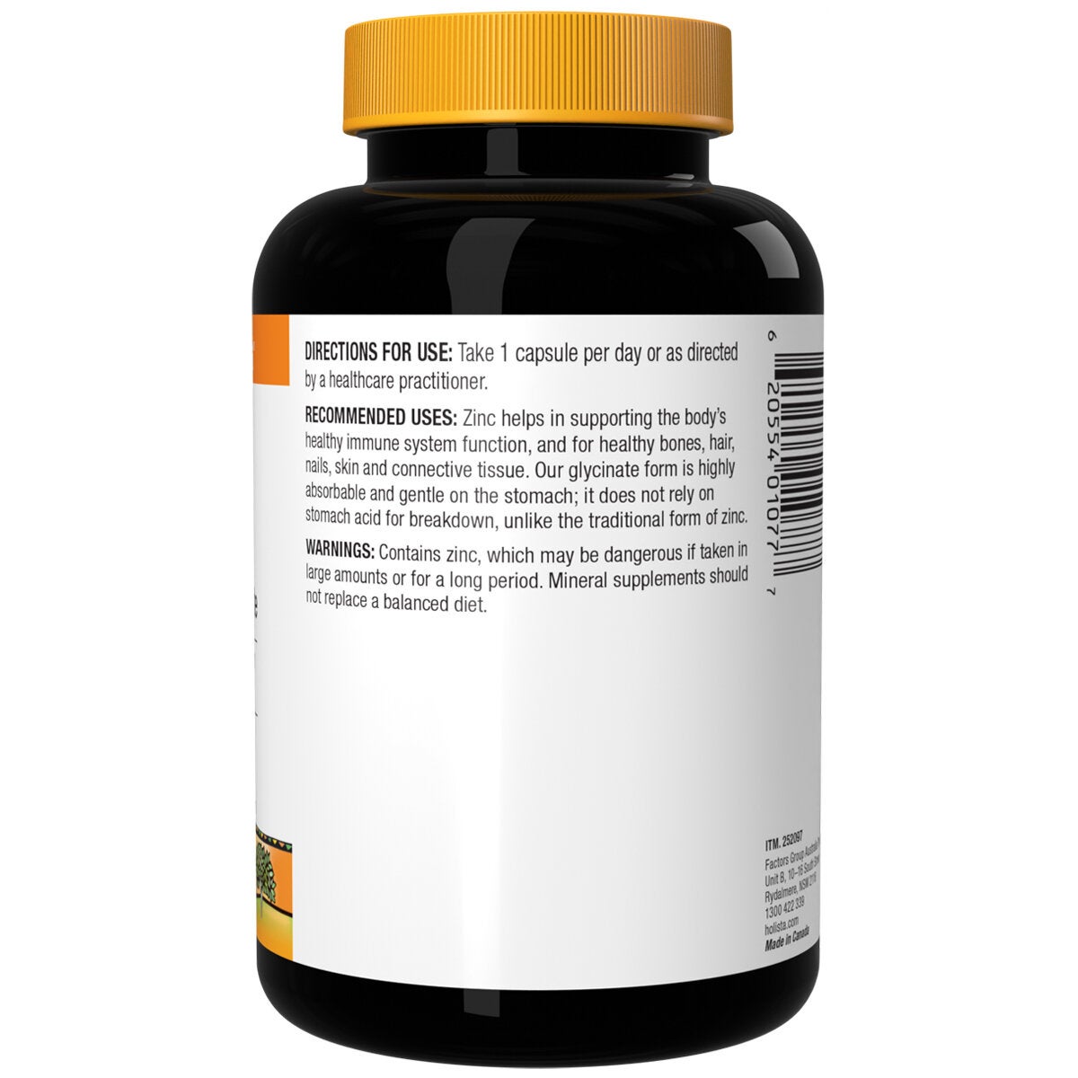 Holista Immune Support Zinc Supplement 250 Tablets Glycinate 50mg — image 3