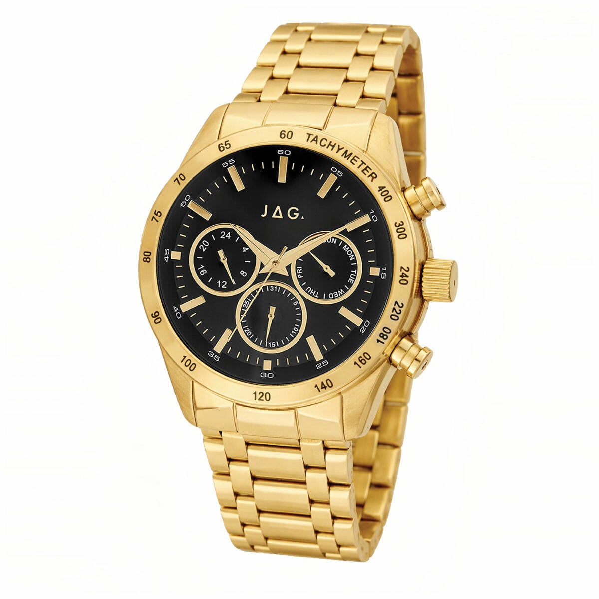 JAG Alain Gold Stainless Steel Wristwatch Mens Black Dial Chronograph J2330A — image 2