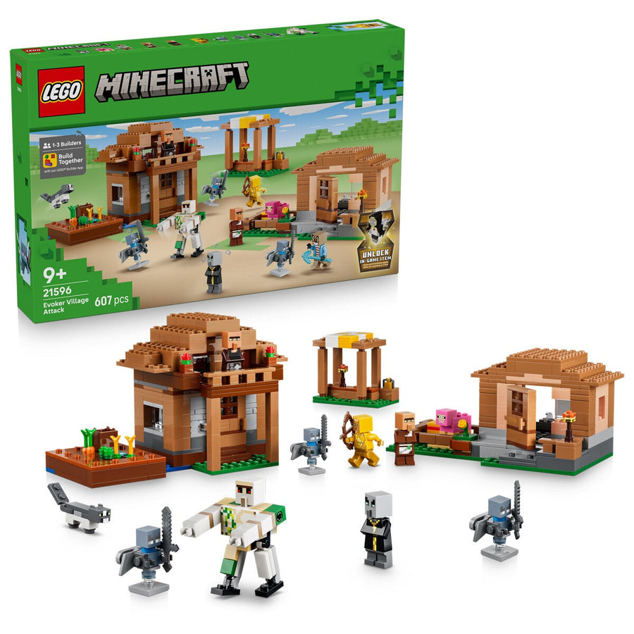 LEGO Evoker Village Attack Minecraft Construction Toy 607 Pieces 21596