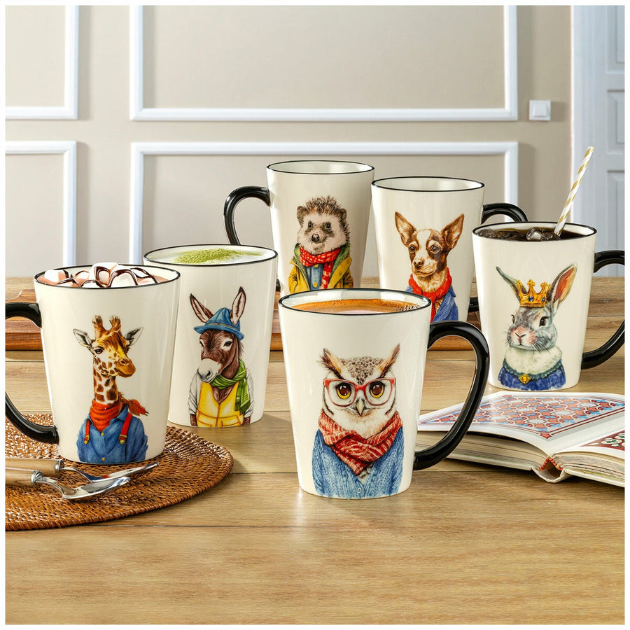 Signature Housewares 503mL Stoneware Animal Mug Set 6 Piece Chip Resistant