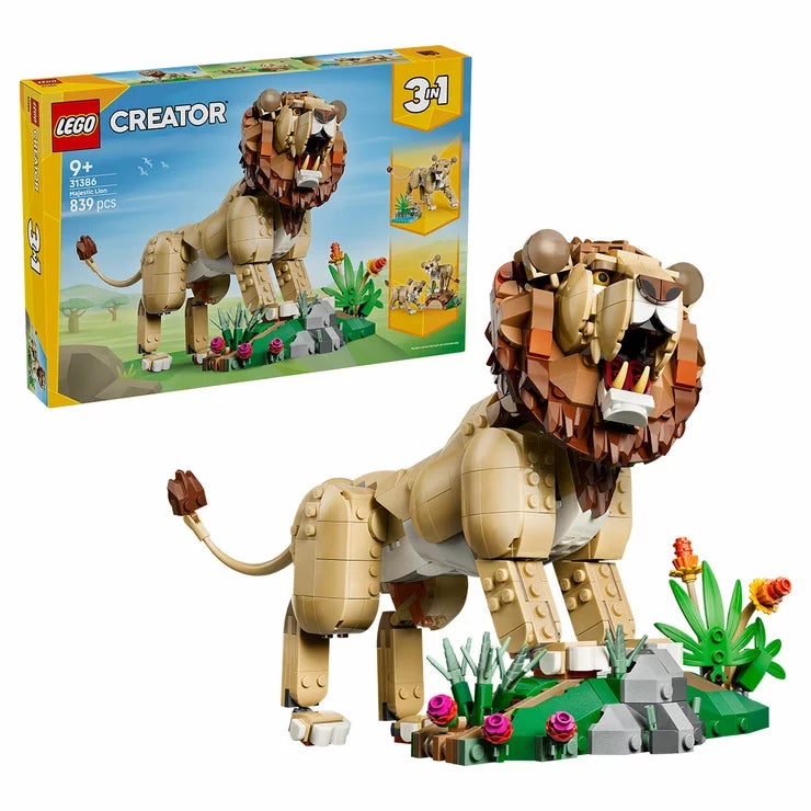 LEGO Creator 31386 Majestic Lion, Lioness or Two Cubs 3 in 1 Animal Toy, 839 Pieces — image 7
