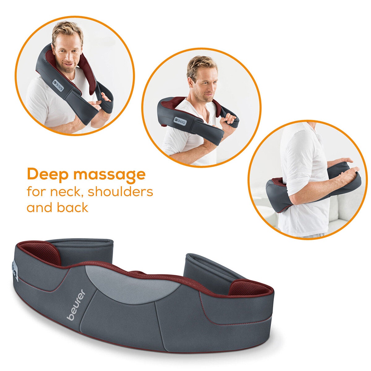Beurer Deluxe 3D Shiatsu Back and Neck Massager - Eight 3D Massage Heads - Heat Function - MG151