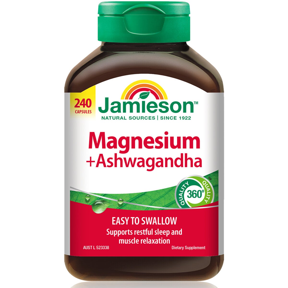 Jamieson Magnesium With Ashwagandha 240 Capsules Muscle and Sleep Support