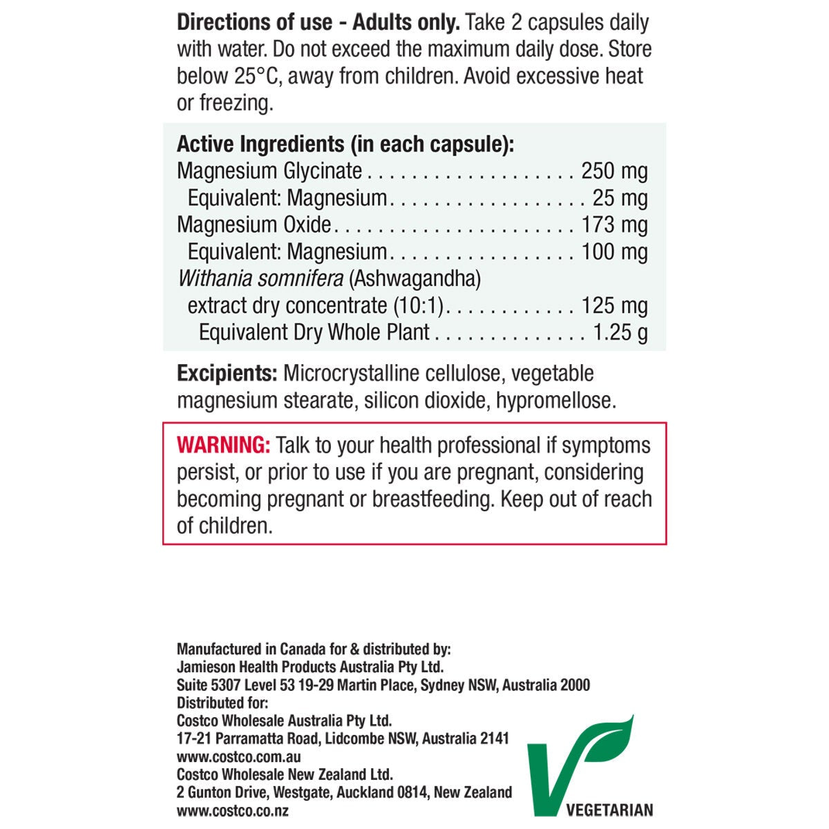 Jamieson Magnesium With Ashwagandha 240 Capsules Muscle and Sleep Support — image 2