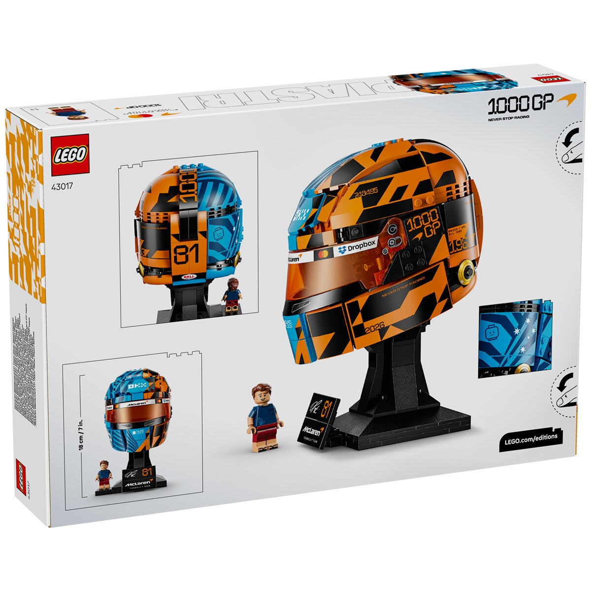 LEGO Oscar Piastri Racing Helmet Model Kit McLaren F1 Team 793 Pieces 43017 — image 2