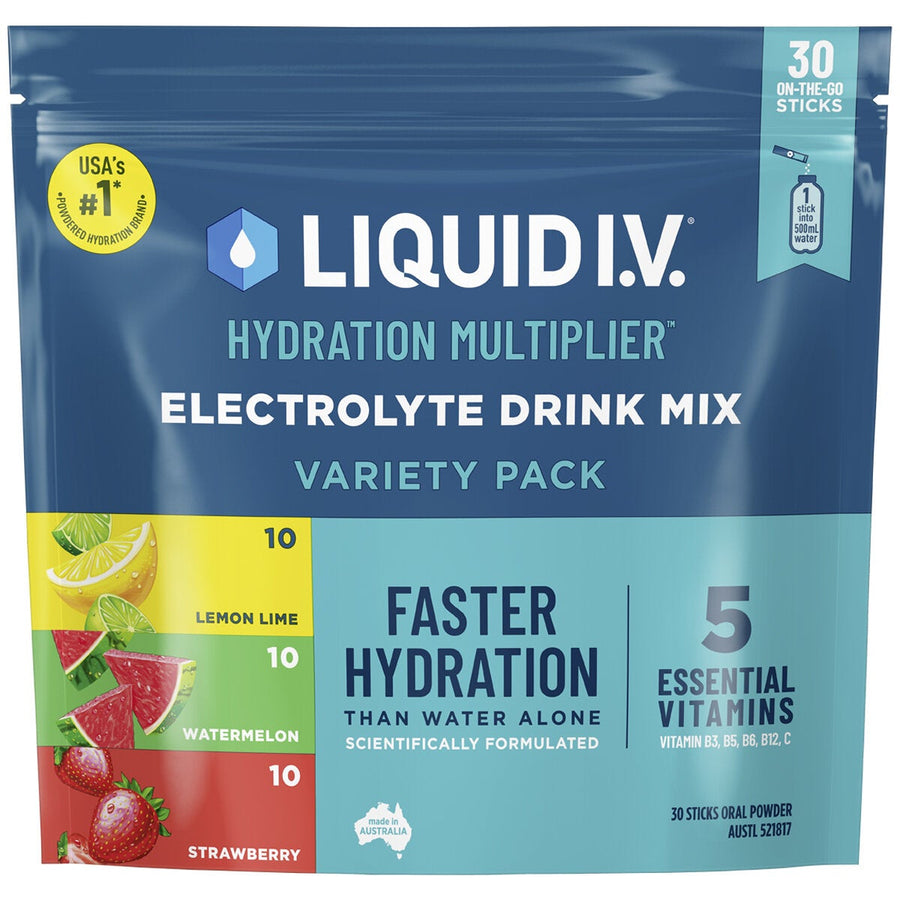 Liquid I.V Electrolyte Powder Sachets 30 Pack Hydration Multiplier Variety Mix