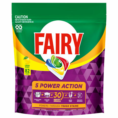 Fairy 82 Pack Dishwashing Capsules 5 Power Action No Prewash
