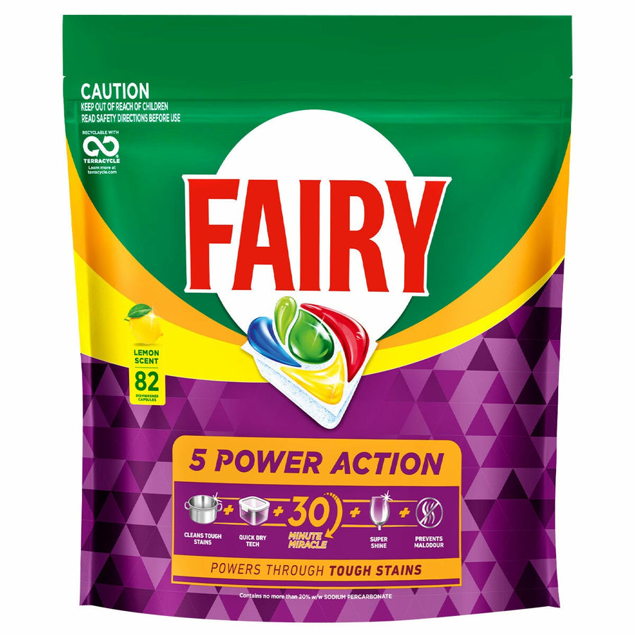 Fairy 82 Pack Dishwashing Capsules 5 Power Action No Prewash
