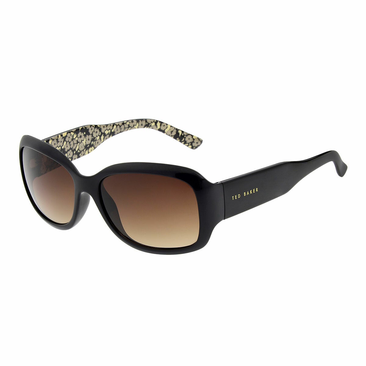 Ted Baker 56mm Sunglasses Black Frame Floral Temple Detail Women's TB1183