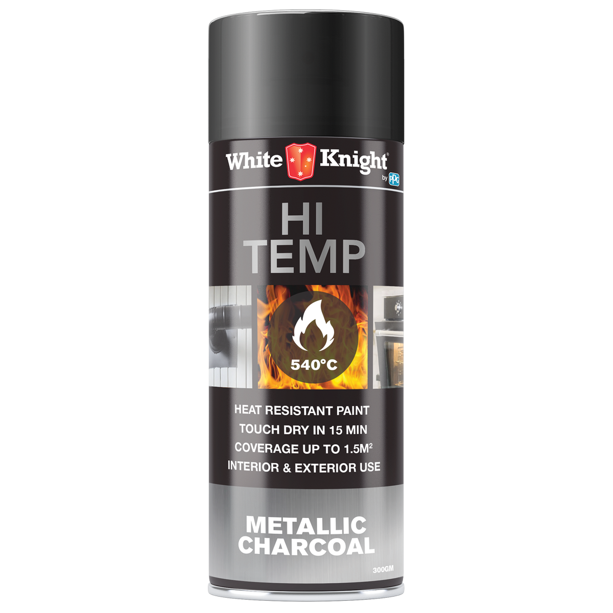 White Knight Hi Temp Spray Paint - 300g - Metallic Charcoal- Solvent Based - Heat Resistant - SuperSaverAU - view 1
