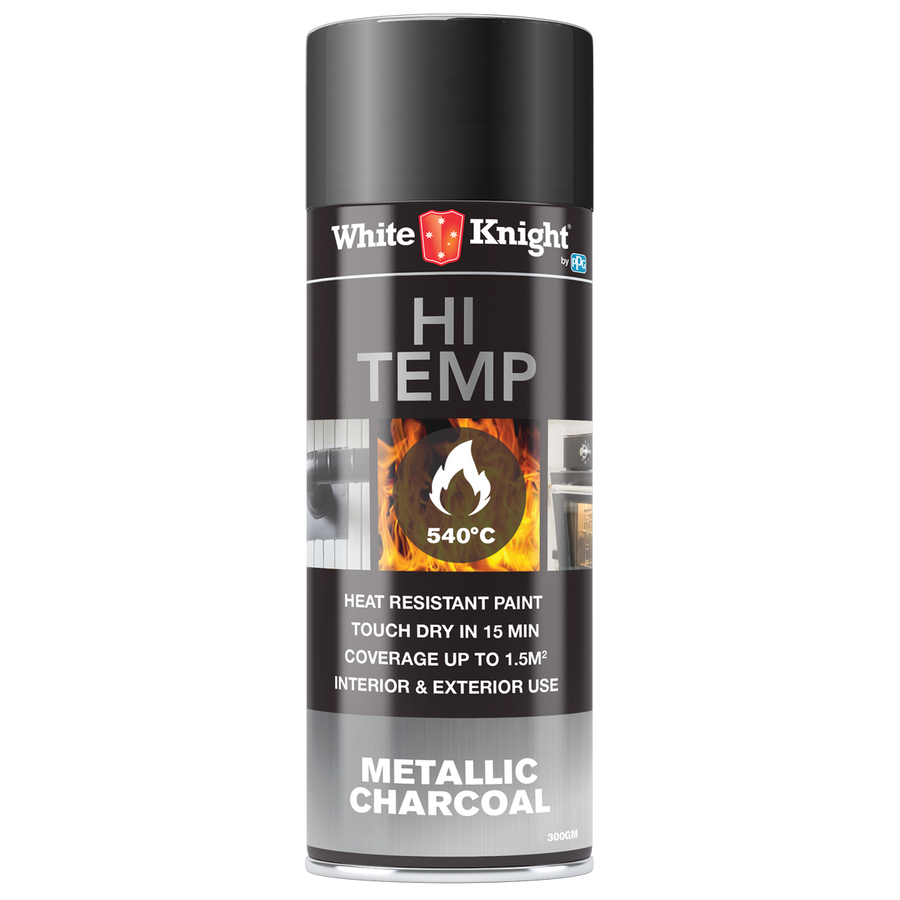 White Knight Hi Temp Spray Paint - 300g - Metallic Charcoal- Solvent Based - Heat Resistant - SuperSaverAU - view 1