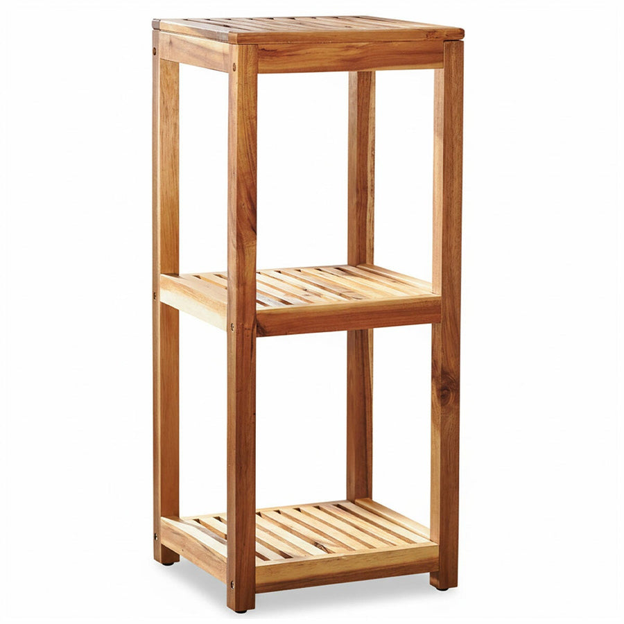 Mesa Solid Acacia Wood Storage Shelving Unit 3 Tier 49.9kg Capacity