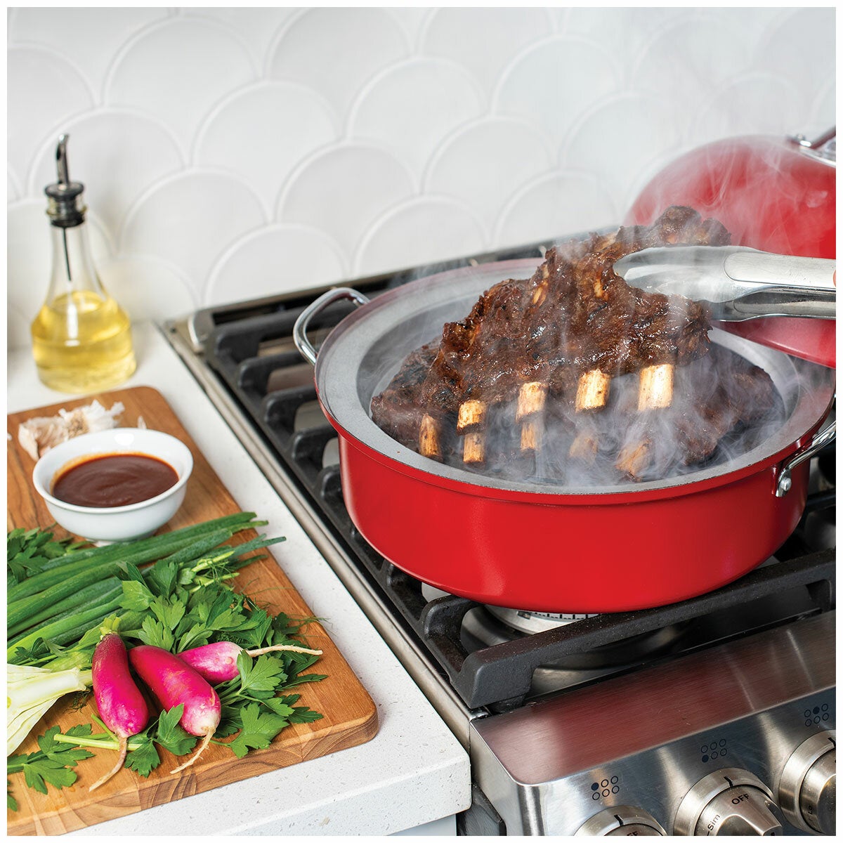 Nordic Ware Stovetop Food Smoker Deluxe Kettle 5 Woodchip Flavours Aluminised Steel — image 5