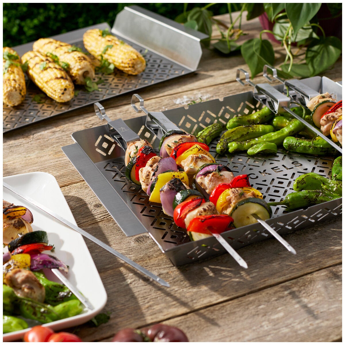 Henckels Stainless Steel Grill Basket Tray And Skewer Set 8 Piece Dishwasher Safe — image 4