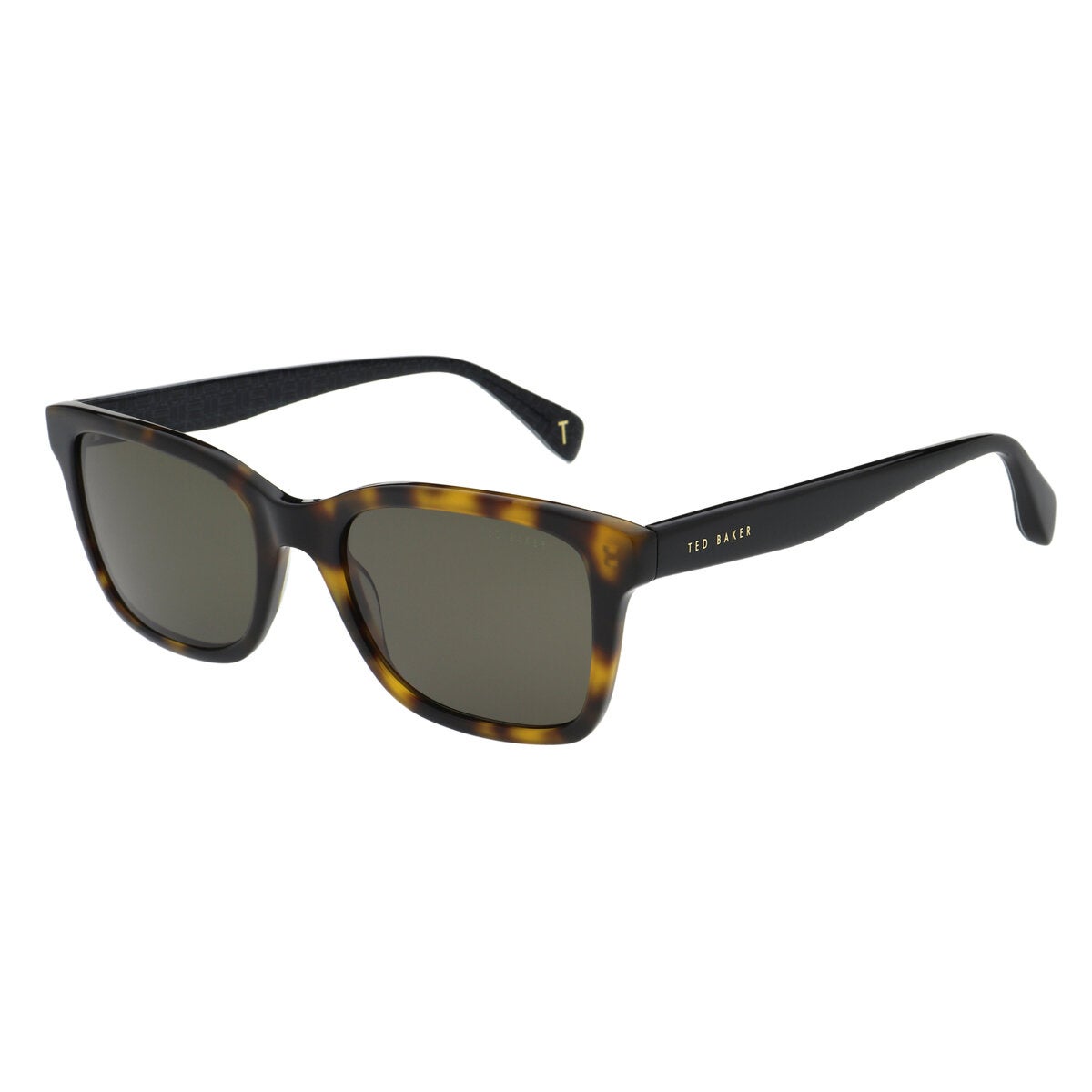Ted Baker Men's Rectangular Sunglasses Green Lens Tortoiseshell 55mm TB1723
