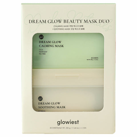 Glowiest Soothing and Calming Daily Face Mask Duo Dream Glow 60 Sheets