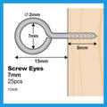 Everhang 7mm Nickel Plated Steel Screw Eye Hook - 25 Pack