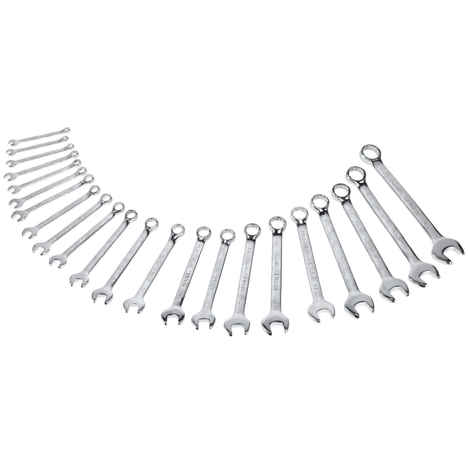 Stanley 22 Piece Metric/AF ROE Spanner Set Chrome Vanadium Steel Full Polish