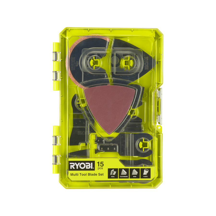 Ryobi Multi Tool Accessory Set - 15 Pieces - 80mm Sanding Sheets & Blades - SuperSaverAU - view 1