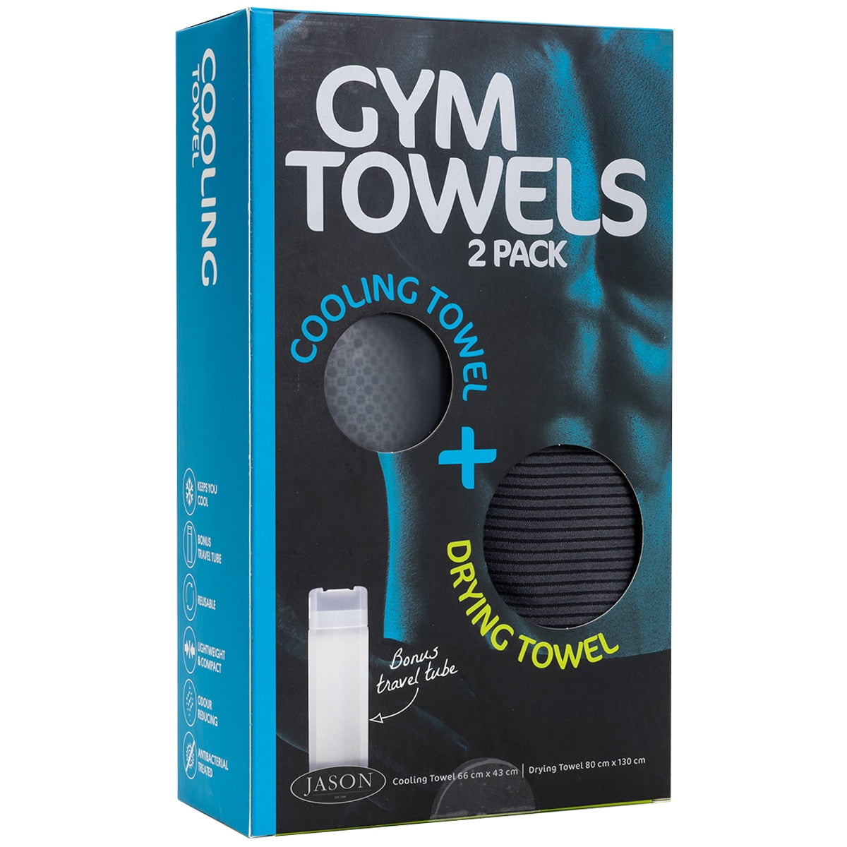 Jason Gym Towel 2 Pack Charcoal - SuperSaverAU - view 3