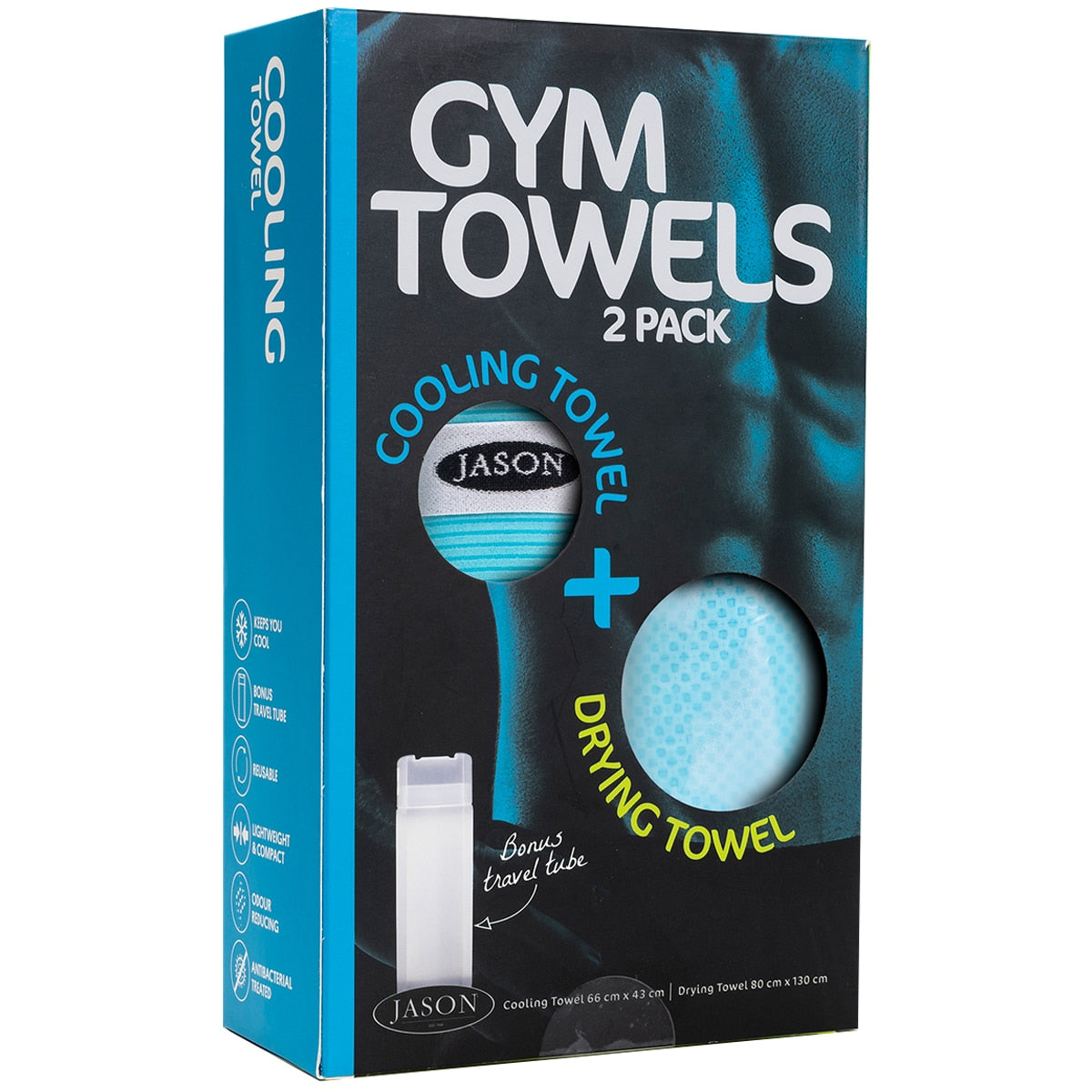 Jason Gym Towel 2 Pack Aqua - SuperSaverAU - view 3