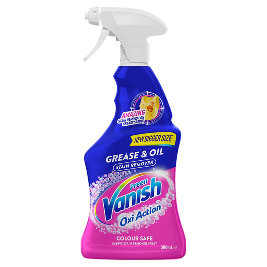 Vanish Preen Degreaser Stain Remover Oxi Action 500ml - 267mm x 112mm x 47mm - Effective on Greasy Stains