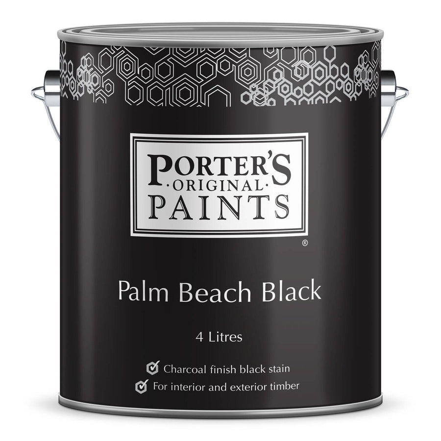 Porter S Paints 4L Palm Beach Black Timber Stain - Charcoal Black - Water-Based - SuperSaverAU - view 1