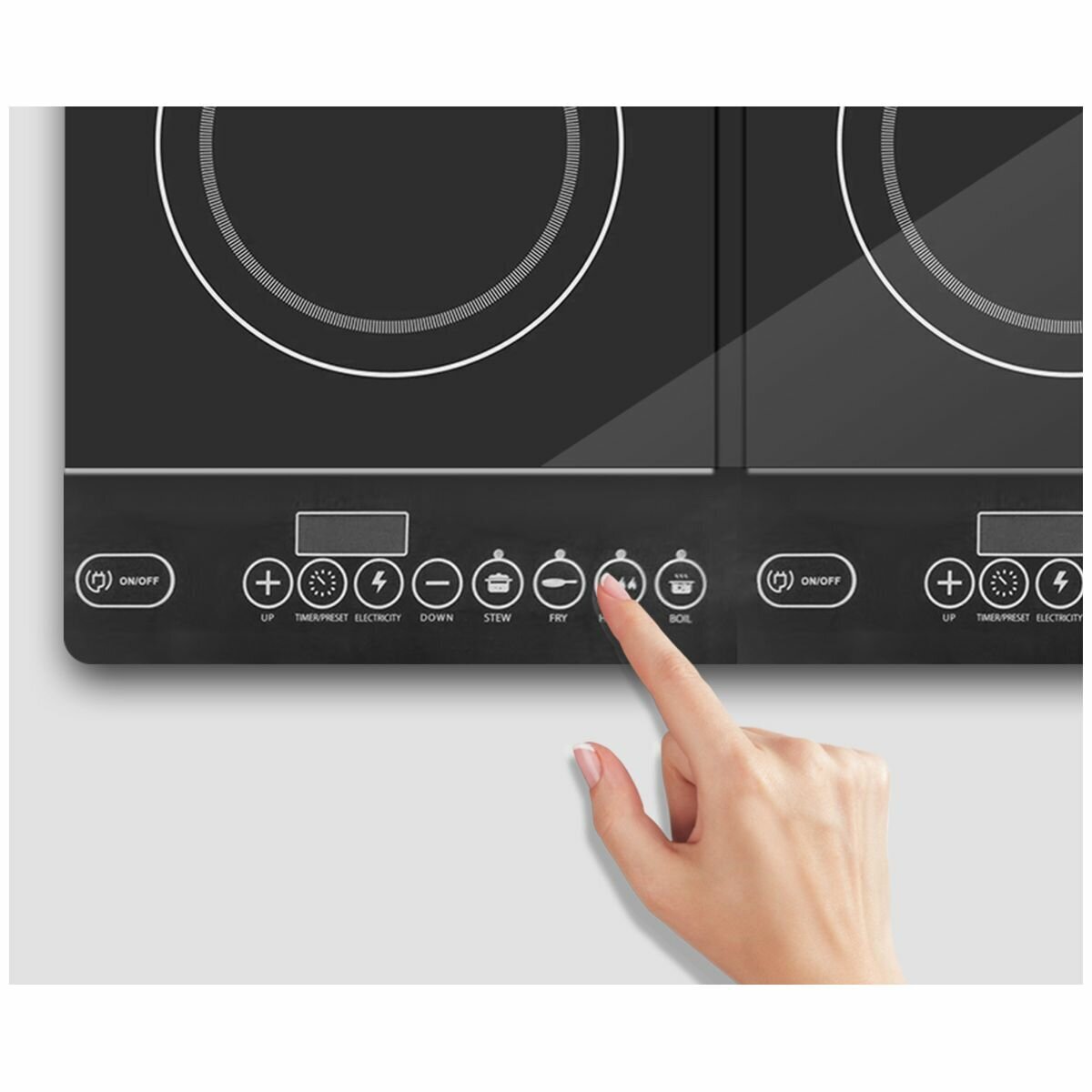 SOGA portable twin induction cooktop - up to 2200W, 8 power levels, 4 cooking functions - SG-ELECCTDBL