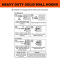 Everhang 20kg Heavy-Duty Zinc Plated Steel Solid Wall Picture Hanging Hook - 3 Pack