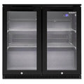 Husky double door outdoor beverage fridge - black, anti-condensation glass doors - ALFC2BLK840ELB