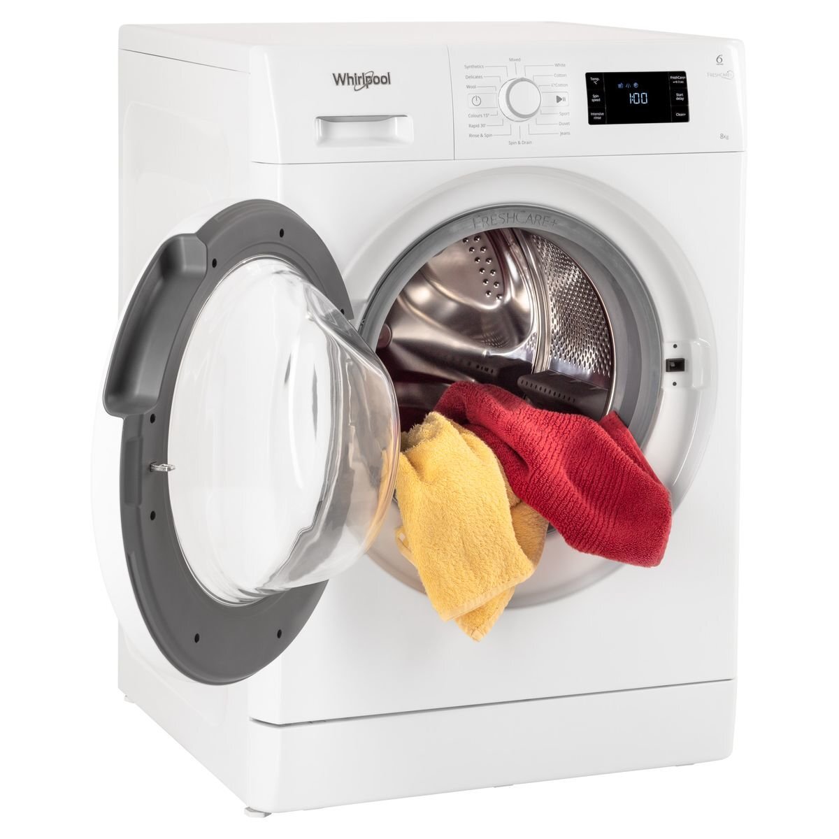 Whirlpool 8kg Front Load Washing Machine - White, 6th Sense Technology, FreshCare+ - FDLR80210