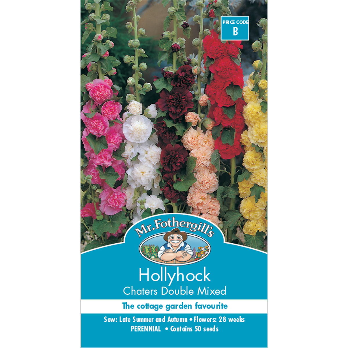 Mr Fothergill S Hollyhock Seeds - Double Flower - 240cm - Hardy Perennial - SuperSaverAU - view 1