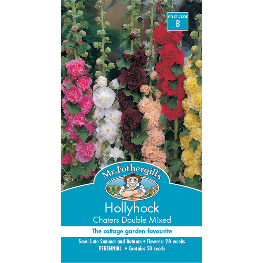 Mr Fothergill S Hollyhock Seeds - Double Flower - 240cm - Hardy Perennial - SuperSaverAU - view 1