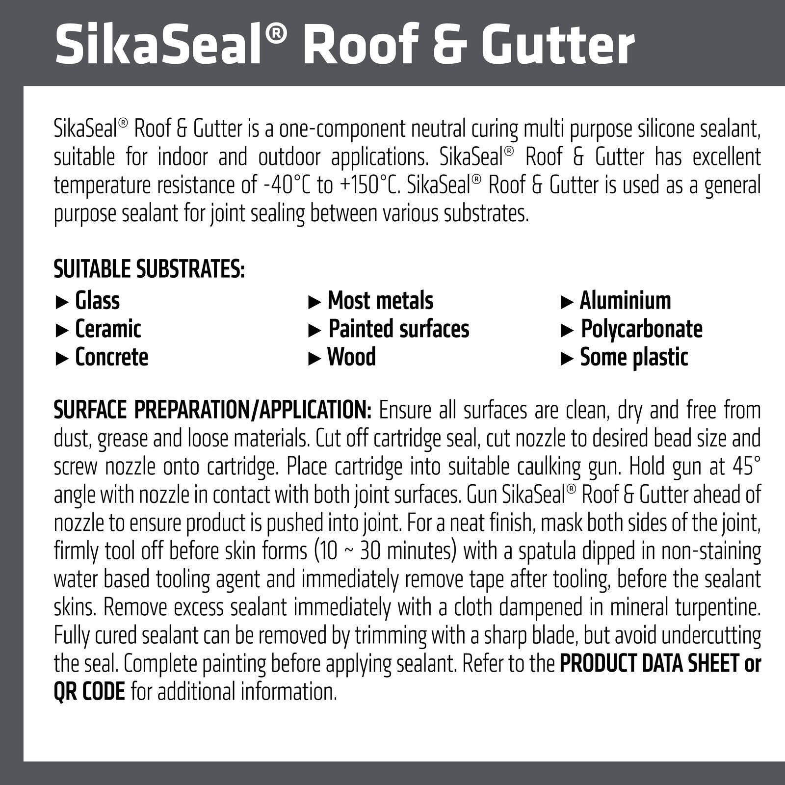Sika SikaSeal Roof & Gutter Silicone Sealant 300ml, Black UV Resistant