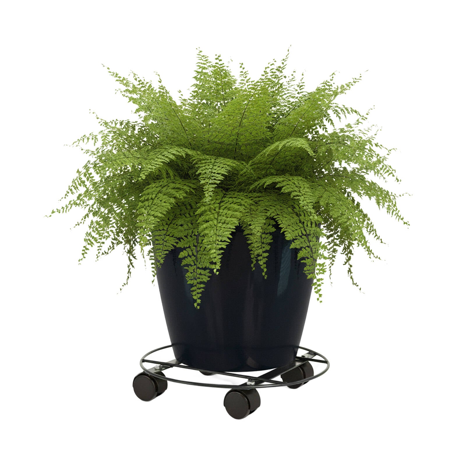 Eden 35cm Heavy Duty Round Pot Plant Trolley Black 60kg
