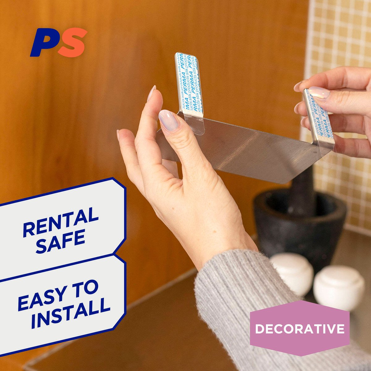 Permastik Steel Metal Shelf - 150mm x 70mm - Stainless Steel - Easy Apply - SuperSaverAU - view 3